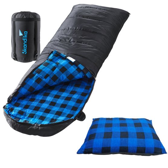 Skandika Dundee Flannel zwarte slaapzak met kussen