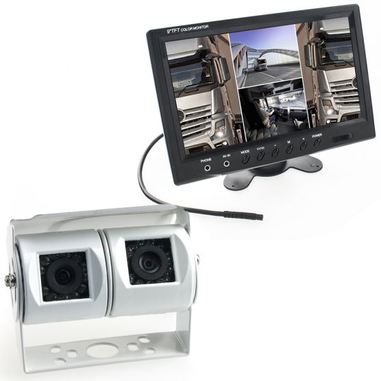 Maxxcount Twin achteruitrijcamera met 9 inch quadscreen scherm