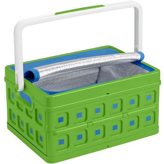 Sunware Square 24 liter vouwkrat met handgreep en koeltas - Green