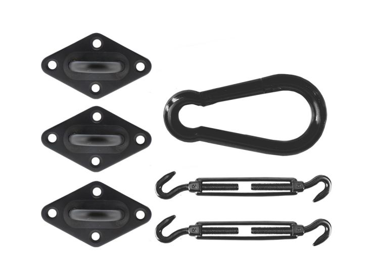 Livn driehoek schaduwdoek RVS bevestigingsmateriaal - Black