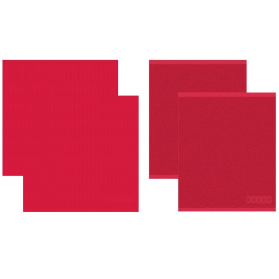 DDDDD Logo set van 2 thee- en 2 keukendoeken - Red