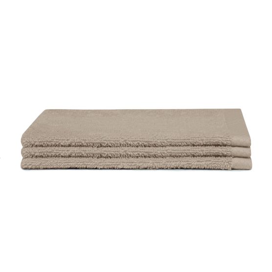 Seahorse Pure 16 x 21 cm set van 3 washandjes - Light Brown