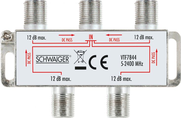 Schwaiger VTF7844 4-weg 12 dB kabelverdeler