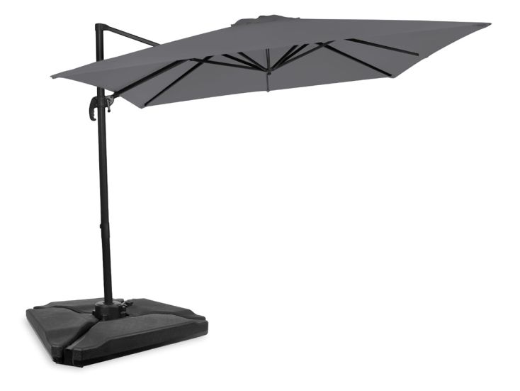 Vonroc Premium Pisogne 300 zweefparasol met 4 tegels - Grey