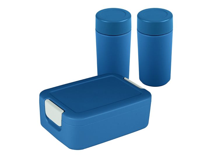 Sunware Sigma home broodtrommel met 2 drinkbekers - Dark Blue