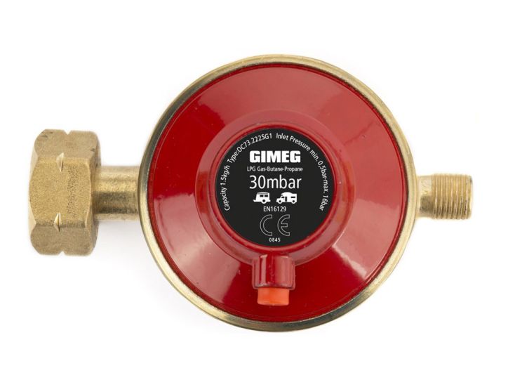 Gimeg 30 mbar 1/4" li gasdrukregelaar met afblaasventiel