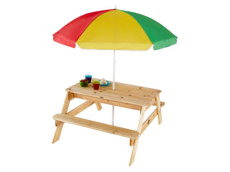 Plum kinder picknicktafel met parasol