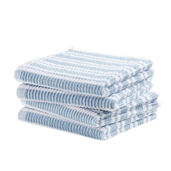 DDDDD Basic Clean 30 x 30 cm 4 gestreepte vaatdoeken - Light Blue