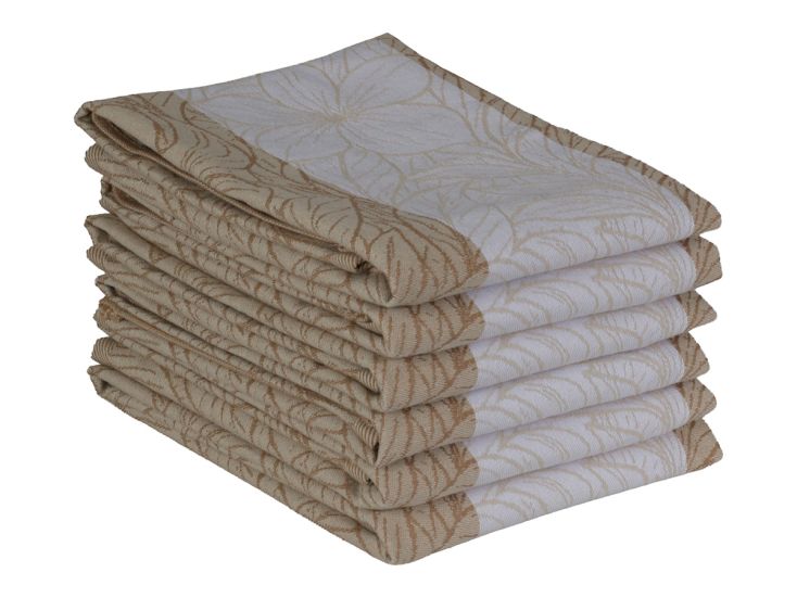 DoubleDry Leaves 50 x 70 cm set van 6 theedoeken - lichtbeige