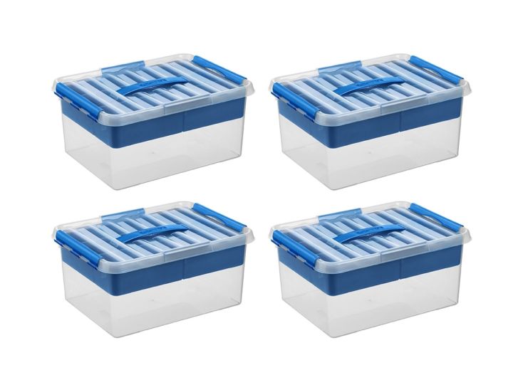 Sunware Q-line 15 liter set van 4 opbergboxen met inzet