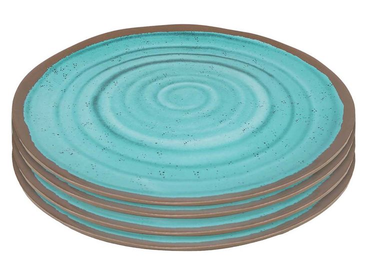 Bo-Camp Halo Aqua set van 4 melamine dinerborden