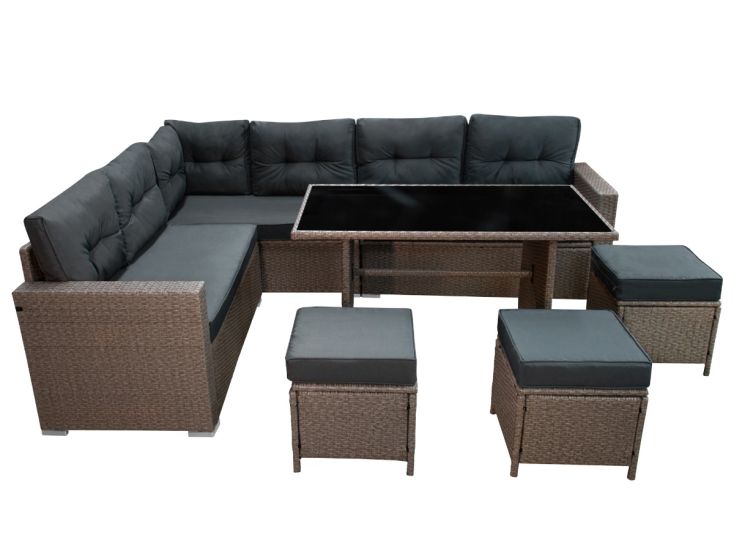 Monstershop Polyrattan Grey L-vormige loungset