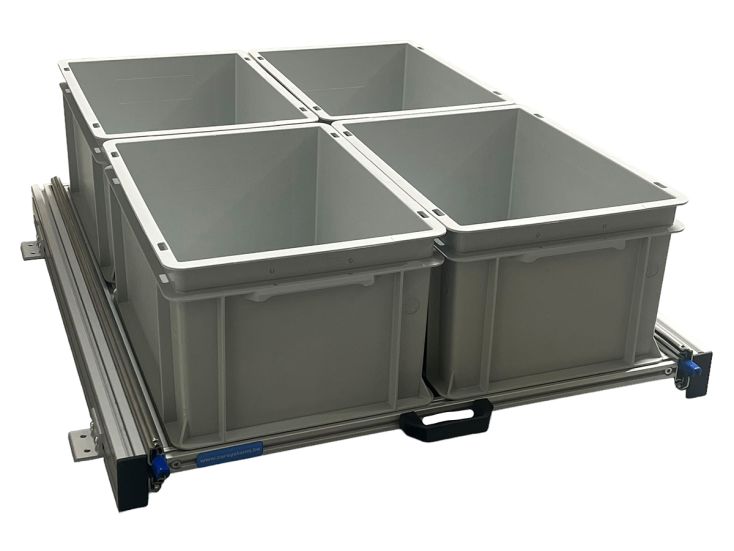Aluminium schuifframe 80x60 cm met 4 open bakken