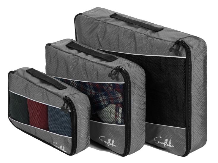 Sunflake set van 3 Packing Cubes - Grey