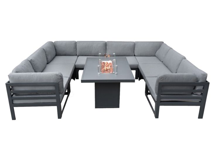 MonsterShop Modulaire 8-zits loungeset met vuurplaats