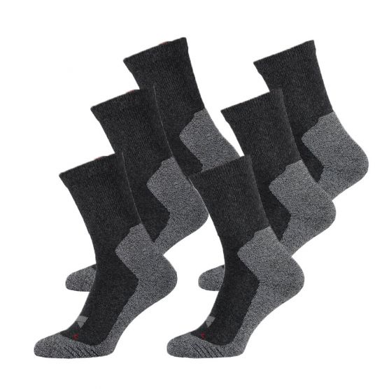Xtreme 6 paar Multi Antraciet hiking sokken
