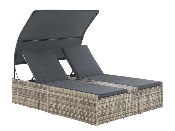 Juskys Syros Polyrotan Loungebed - Grey