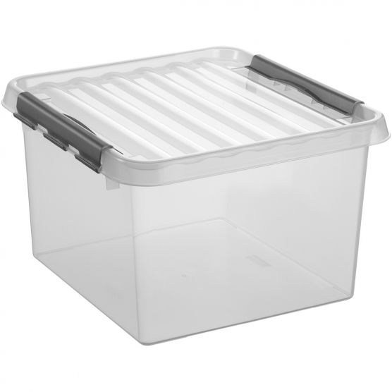 Sunware Q-line 26 liter transparant grijze opbergbox
