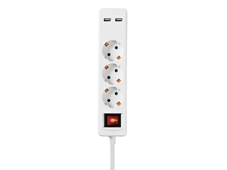 Nedis EXSO315UFSWT 3-weg stekkerdoos met USB - 1,5 meter