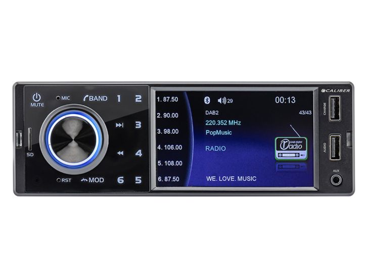 Caliber 1 DIN DAB+ radio met Bluetooth - camera aansluiting