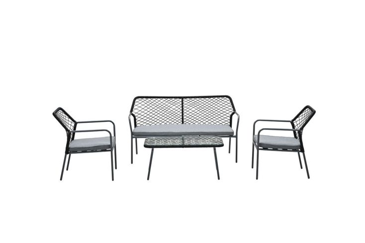 Garden Impressions Turin loungeset - 4-delig - rope black