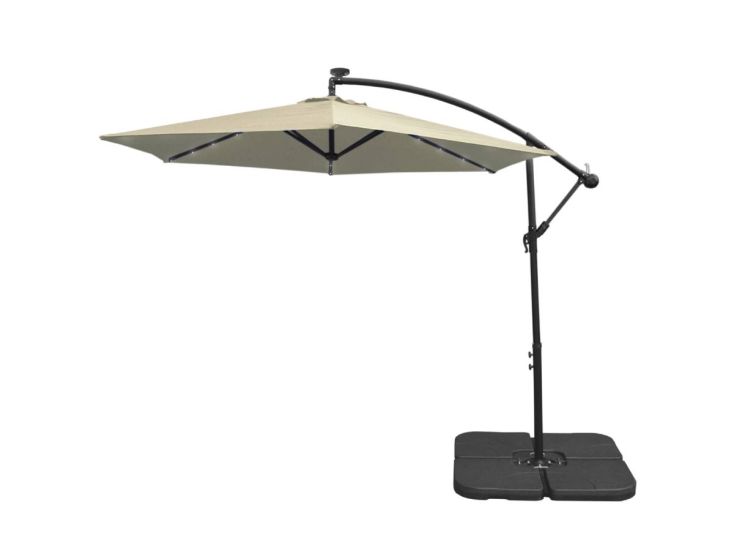 Crème 3m LED Zweefparasol met een eenvoudige voet