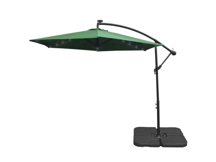 Groen 3m LED Zweefparasol met een eenvoudige voet