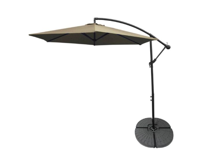 Zweefparasol + Waaiervormige basis - Beige