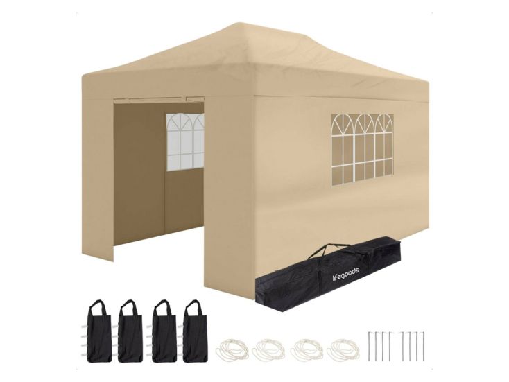 LifeGoods 3x4.5 m Zijwanden voor partytent - Beige