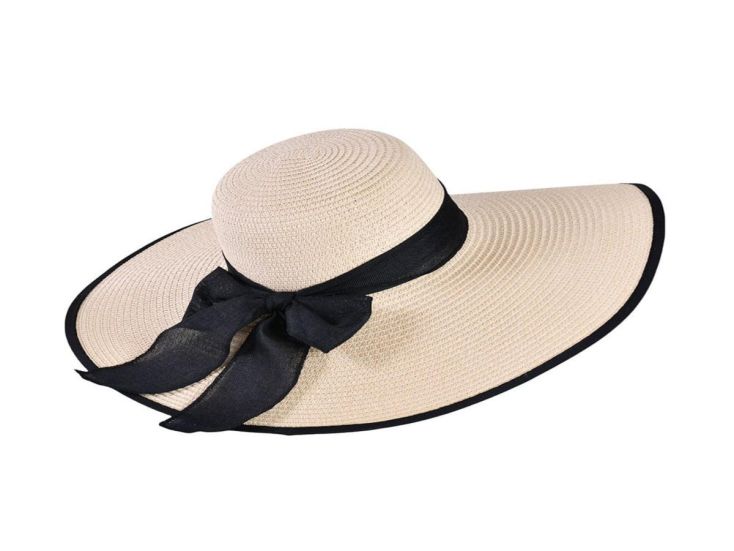 Decopatent Zonnehoed Dames - Met Zwarte Strik - Naturel