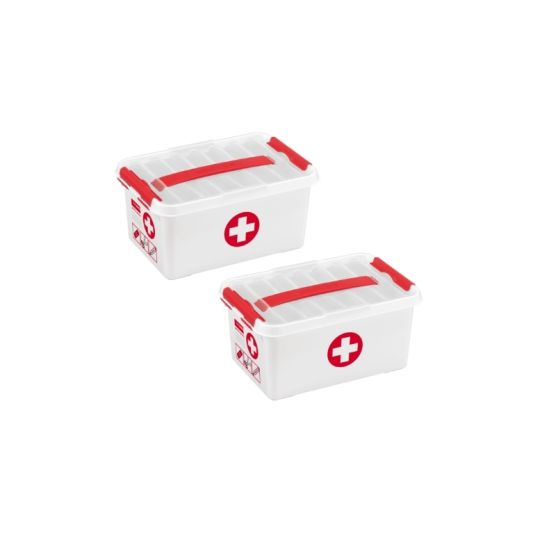 Sunware Q-line EHBO doos met inzet 6L rood - Set van 2