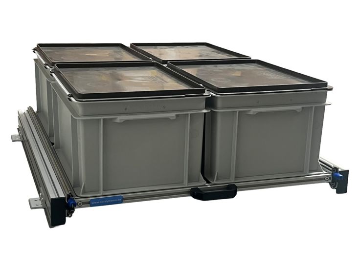 Aluminium schuifframe 80x60 cm met 4 bakken en deksel