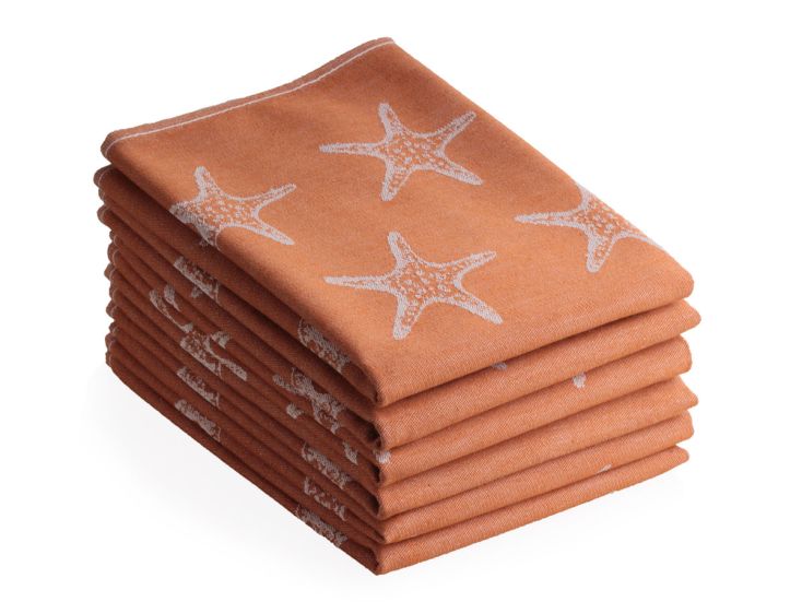DoubleDry Oceaan 50 x 70 cm set van 6 theedoeken - rood