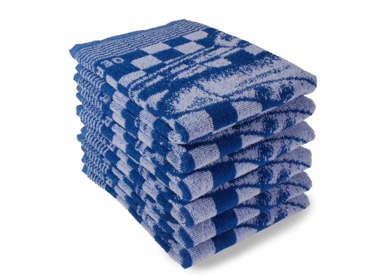 DoubleDry Schaats 50 x 50 cm set van 6 keukendoeken - blauw