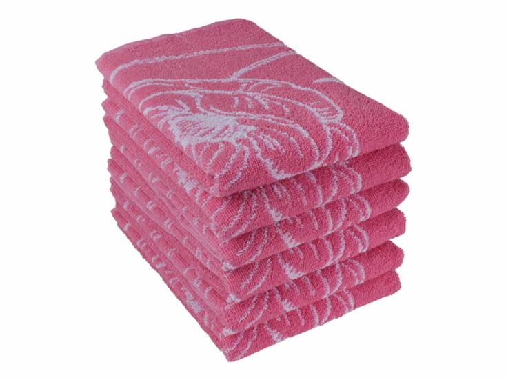 DoubleDry Bloem 50 x 50 cm set van 6 keukendoeken - roze