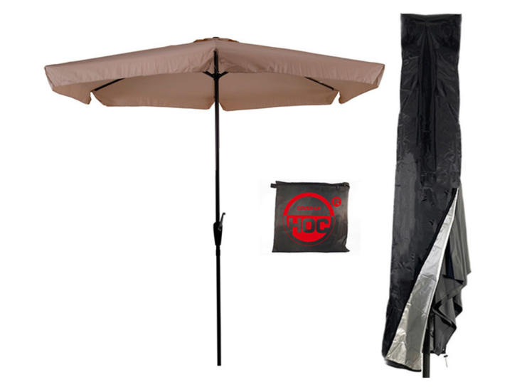 CUHOC Ø3m parasol ecru met Redlabel parasolhoes
