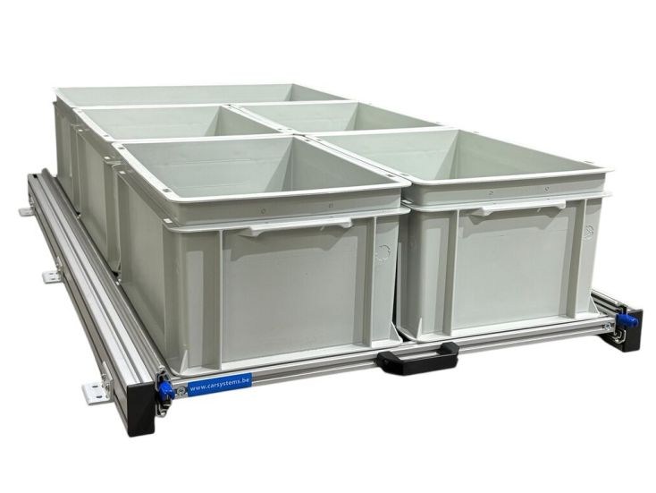 Aluminium 120 x 60 cm schuifframe met 5 open bakken