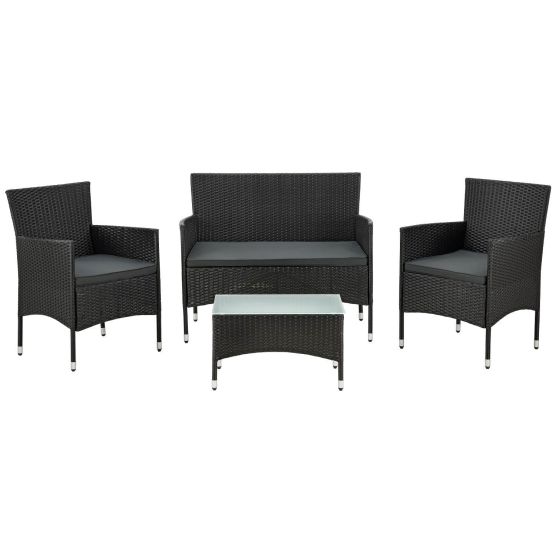Fort Myers polyrotan zwarte loungeset