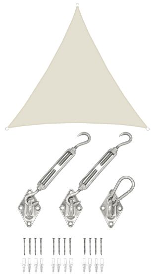 AMANKA 4x4x4 waterdicht schaduwdoek met bevestigingsset - Beige