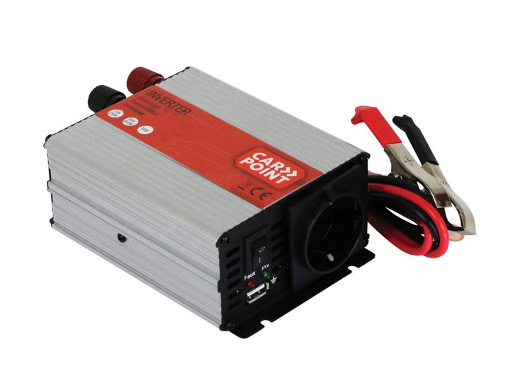 Carpoint 300 watt omvormer met accuklemmen