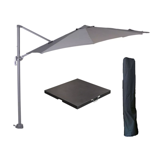 Garden Impressions Hawaii S ronde zweefparasolset - Anthracite