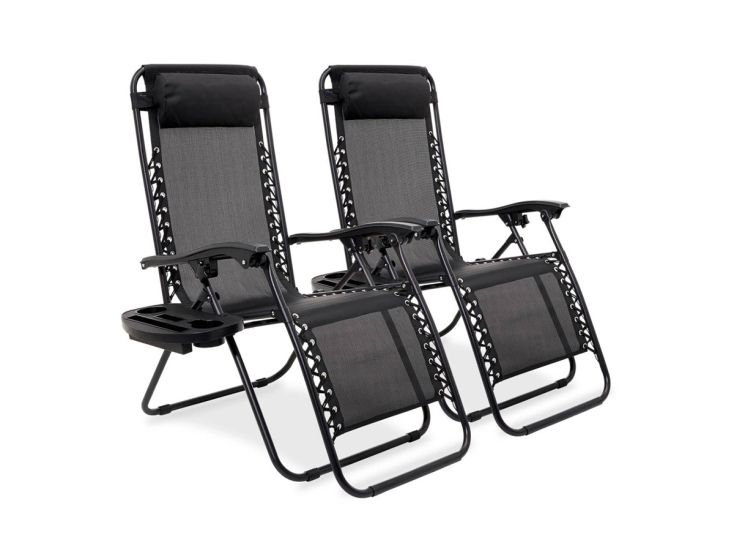 LifeGoods set van 2 relaxstoelen met zijtafel - Black