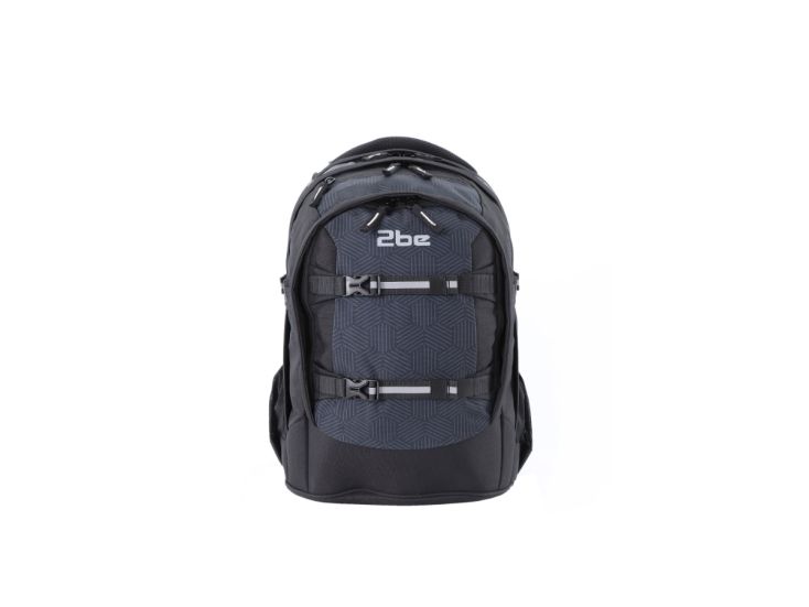 2be School Backpack Rugzak Zwart-Grijs