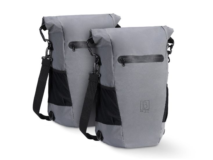 Brisby 3 in 1 waterdichte rolltop Grey fietstas - Set van 2