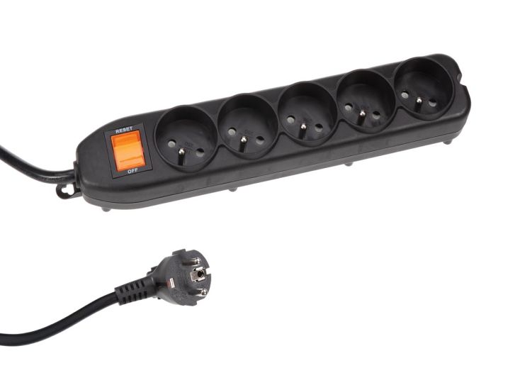 Perel EWS5B 5-voudige stekkerdoos met schakelaar - 1,5 meter