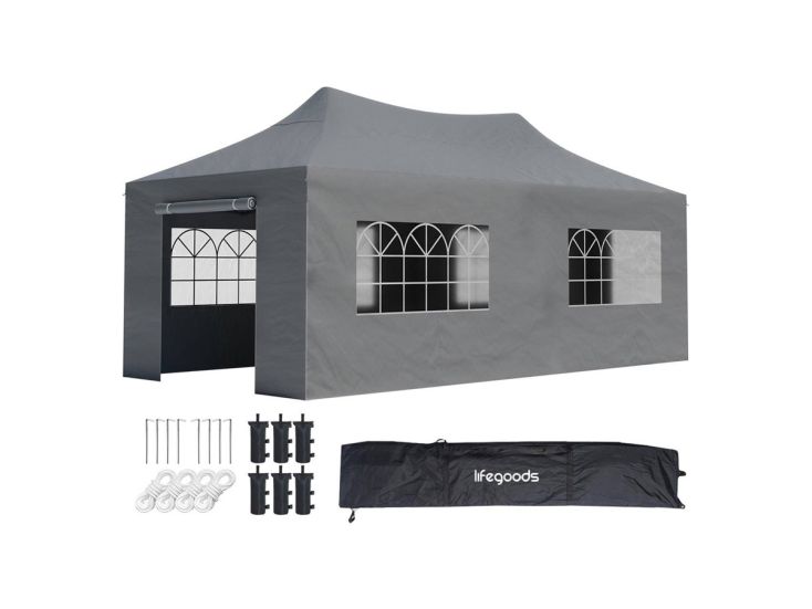 LifeGoods 3x6 m Zijwanden voor partytent - Dark Grey