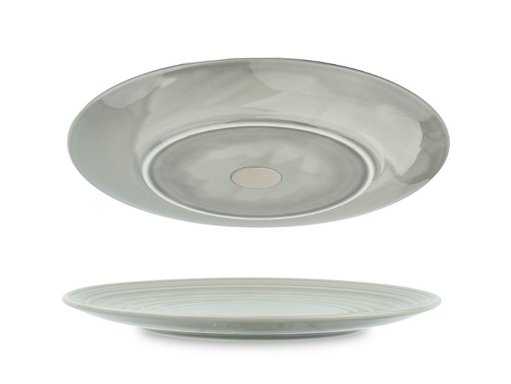 Silwy set van 2 ⌀23 cm magnetisch porseleinen borden - Ash