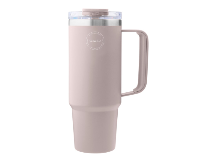 AYA&IDA 885 ml Thermosbeker met rietje - Soft Pink