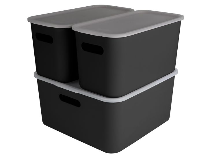 Sunware Sigma home set van 3 cube boxen met deksel - Black