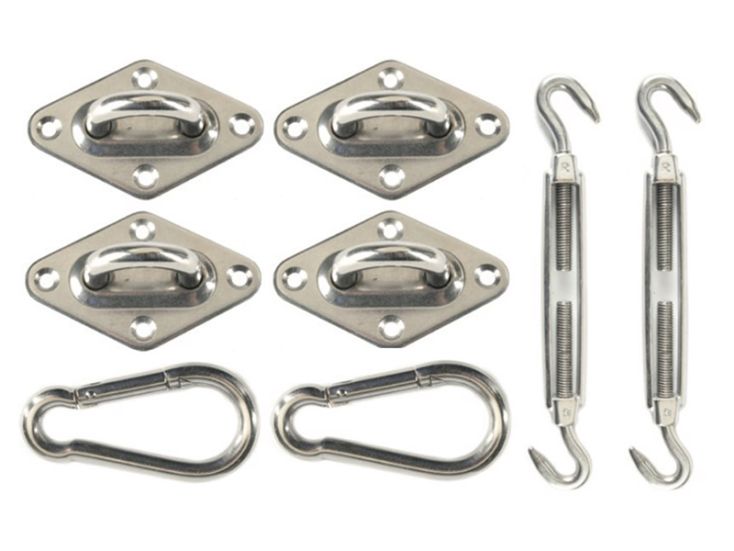 Livn vierkant schaduwdoek RVS bevestigingsmateriaal - Silver